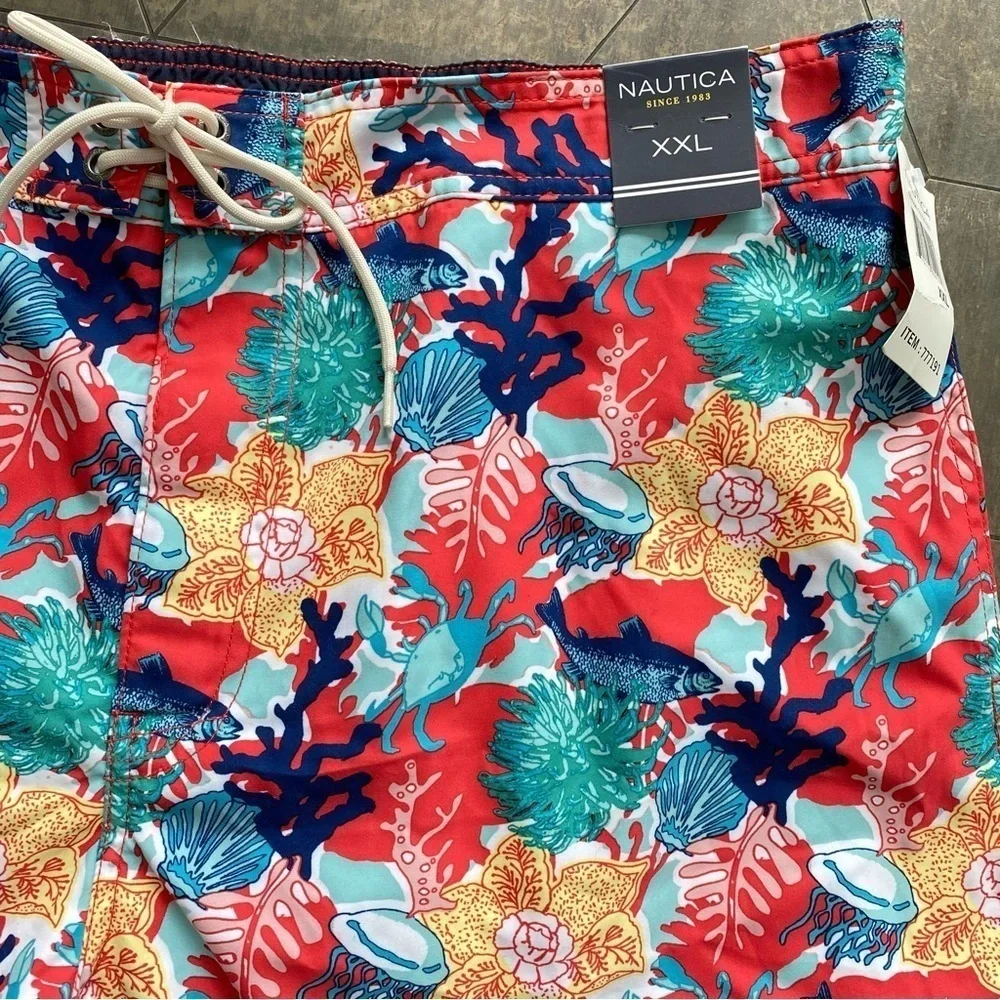 Nautica Men’s Tropical Coral Reef Swim Trunks Board Shorts XXL NWT